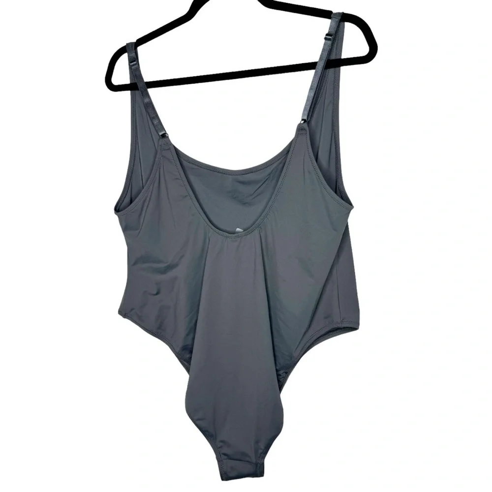 Skims Scoop Neck One Piece‎ Swimsuit in Gunmetal Grey 4X